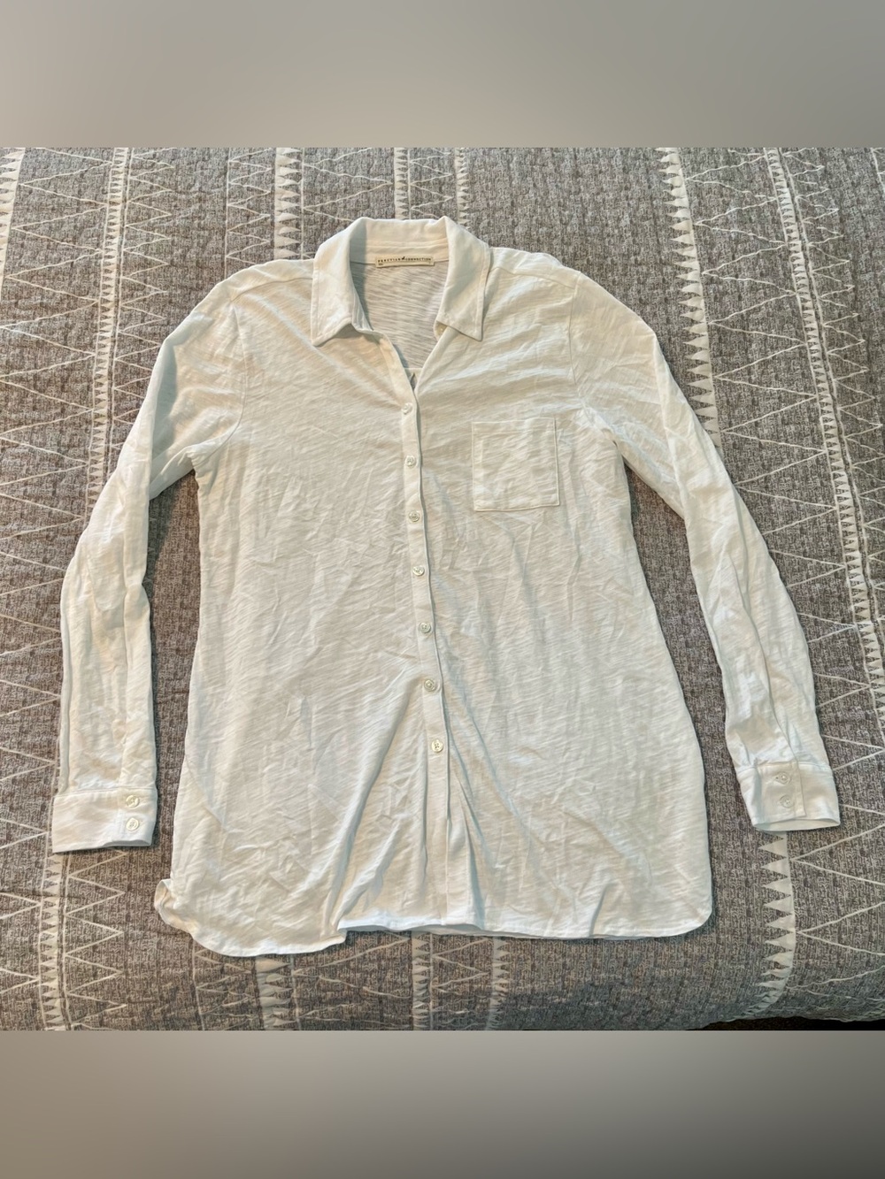 Peruvian Connection White Cotton Slub Long Sleeve Button Down Shirt Size L